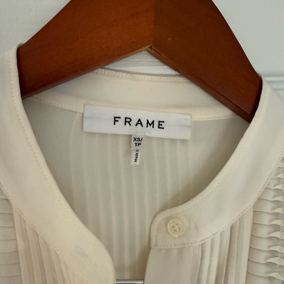 Frame Silk Cream Blouse with Pleated Front - Picture 4 of 7